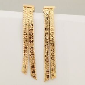 14K Gold I Love you Dangle Earrings
